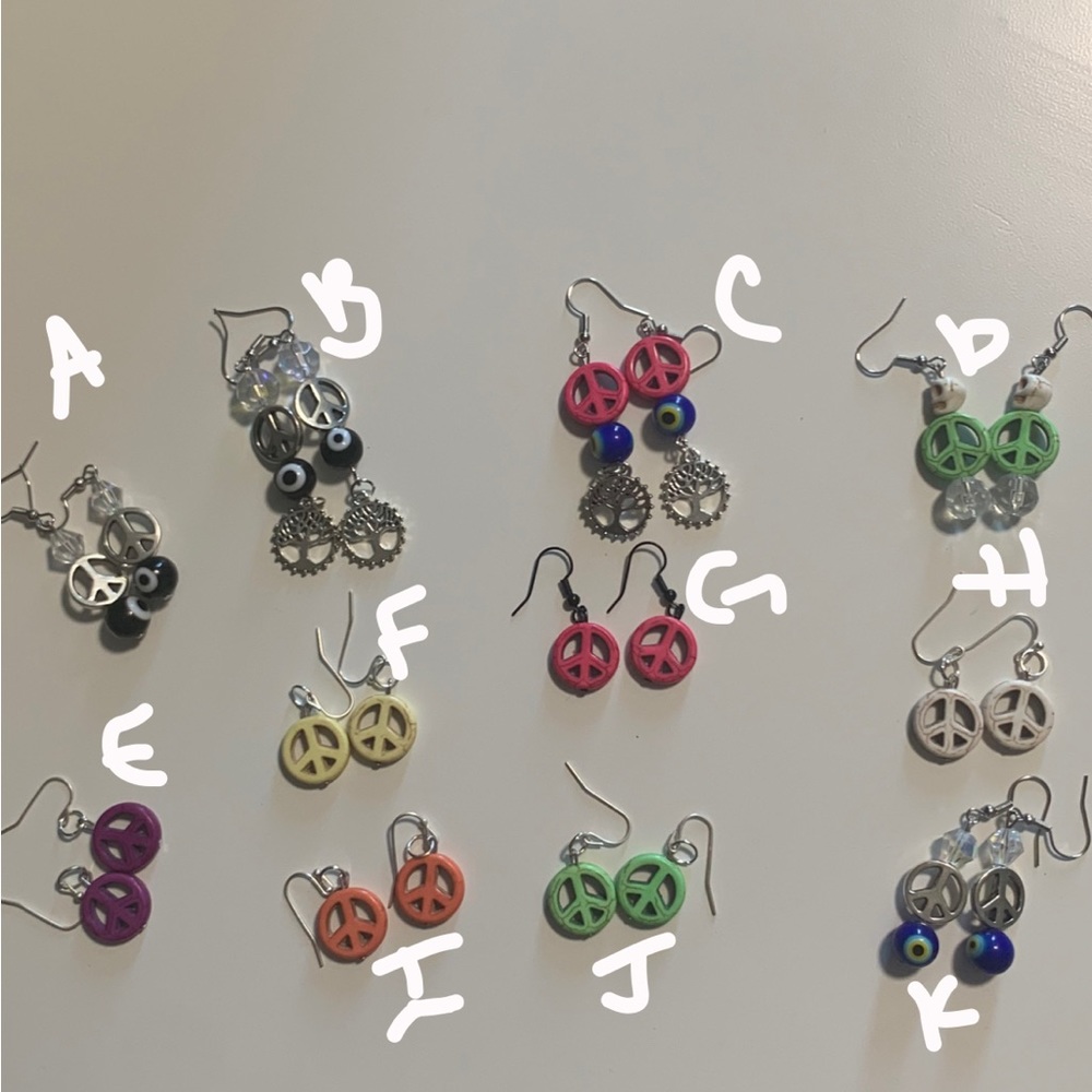 Handmade Peace Sign Earrings